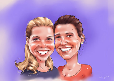 Karikatur von 2 Personen (Kopf und Schulter)