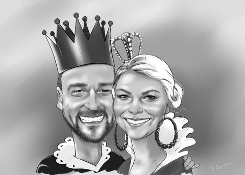 Digitale Schwarz-Weiße Kopfkarikatur
