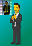 Gelbes Cartoonportrait von einer Person