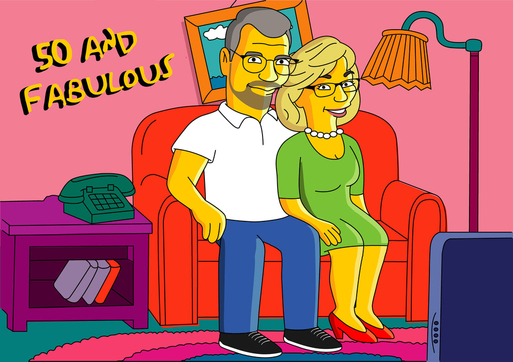50th birthday gift for women - Cartoon Portrait / 50th birthday gift for her / 50 and fabulous / 50th birthday ideas for women
