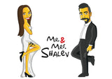 Mr and Mrs Gift  - Custom Portrait as Cartoon Characters / custom wedding gift mr and mrs guest book/ mr and mrs gifts / mr and mrs wall art