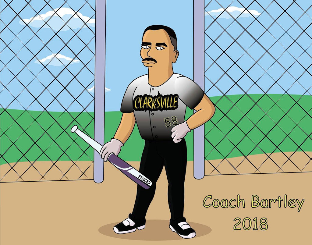 Baseball Coach Gift - Custom Cartoon Portrait / Coach Gift Baseball / baseball team gifts / baseball dad gift / baseball coach gift ideas