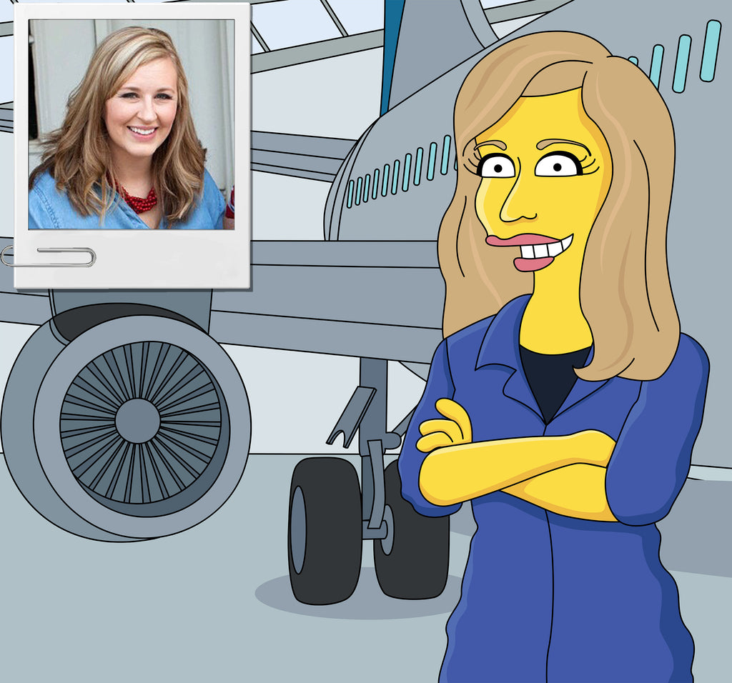 Aerospace Engineer Gift - Custom Portrait as Yellow Cartoon Character / space engineer / aeronautical engineer