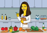 Dietitian specialist or nutritionist coffee mug with portrait as yellow cartoon character, dietitian mug, dietician mug, nutritionist mug