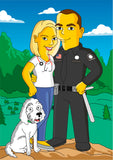 Cop and Nurse Gift  - Custom Portrait as Cartoon Characters / police and nurse / police officer nurse / police nurse gifts / nurse husband