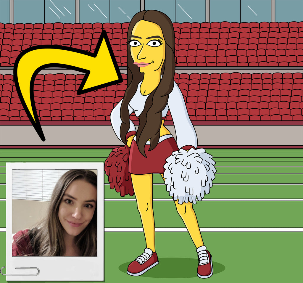 Cheerleading gifts - custom cartoon portrait / cheerleading gifts for a team / cheerleader gifts for girls / cheerleader gifts for team
