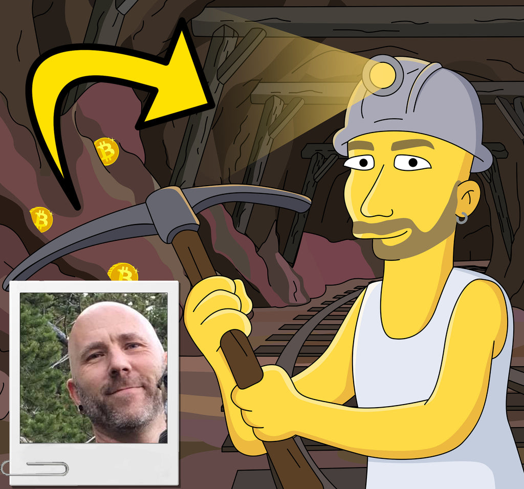 Bitcoin Miner Gift - Custom Portrait from Photo as Yellow Character / Crypto Miner Gift / Cryptocurrency Bitcoin Art