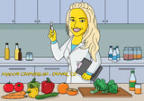 Dietitian specialist or nutritionist coffee mug with portrait as yellow cartoon character, dietitian mug, dietician mug, nutritionist mug