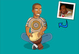 Djembe Player Gift - Portrait as Cartoon Character / Djembe art / Djembe gift / Djembe drum