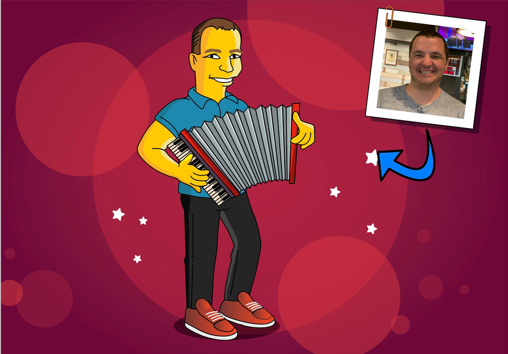 Accordionist Gift - Portrait as Cartoon Character / Accordion player gift / Accordion instrument art