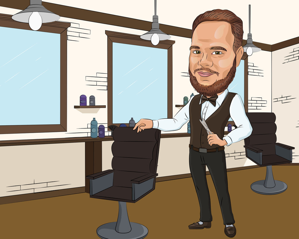 Barber Karikatur / Friseur Karikatur