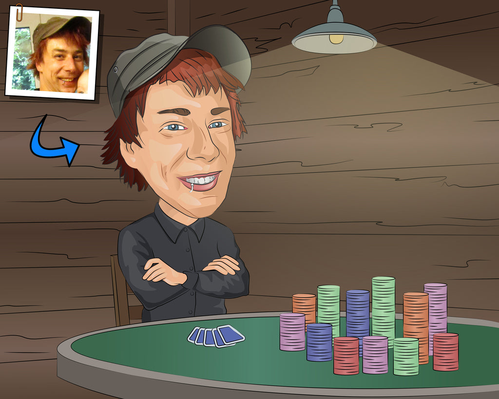Pokerspieler Karikatur