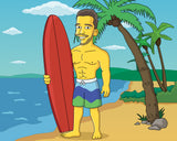 Gelbes Cartoonportrait von einer Person
