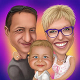 digitale Familien-Karikatur