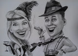 Geschenkidee Karikatur von 2 Personen mit Oberkörper (Bleistift Karikatur vom Foto zeichnen lassen)