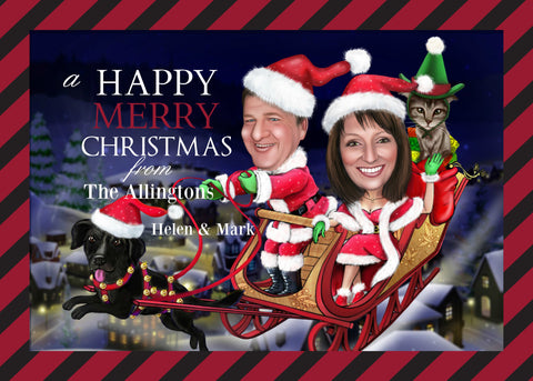 Christmas CARICATURE greeting card / Custom Xmas Card / Xmas Card Caricature / Caricature Holiday / Caricature Card