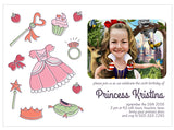 Girl's birthday custom cartoon invitation card drawn from photo / princess invitations / fairy princess card / princess invite card