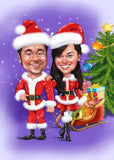 Xmas Couples CARICATURE / Christmas Caricature Gift / Christmas Portrait / Christmas Couple / Xmas Portrait / our first Christmas cartoon