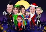 Christmas Family CARICATURE gift / family xmas gift / christmas portrait / christmas caricature / christmas cartoon / xmas caricature