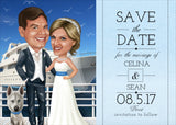 Save The Date Beach CARICATURE card / Save The Date Destination Wedding / Destination Save The Date / Tropical Save The Date