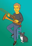 Trombonist Gift - Portrait as Cartoon Character / trombone player gift / trombone art / trombone gifts