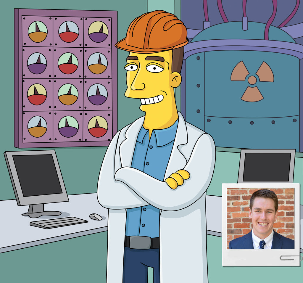 Nuclear Engineer Gift  - Custom Portrait from Photo as Yellow Cartoon Character / nuclear physics