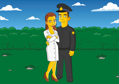 Cop and Nurse Gift  - Custom Portrait as Cartoon Characters / police and nurse / police officer nurse / police nurse gifts / nurse husband