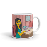 Hairdresser coffee mug with custom portrait as yellow cartoon character, Hairdresser mug, Hairstylist mug, beautician mug, Hair stylist mug