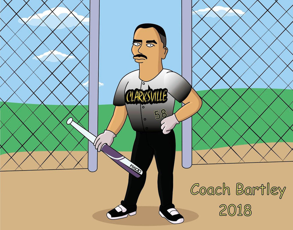 Baseball Coach Gift  - Custom Cartoon Portrait / Coach Gift Baseball / baseball team gifts / baseball dad gift / baseball coach gift ideas