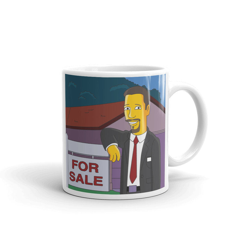 Real estate agent portrait mug as cartoon character, custom real estate mug broker closing gift, broker thank you gift, loan officer gift