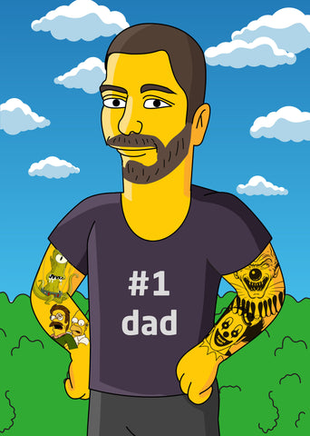 Dad portrait gift / father portrait gift / gifts for dad from daughter / gifts for dad from son / Father's Day yellow cartoon portrait