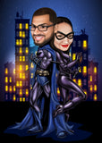 Batman and Batgirl Portrait from your photo / Batman and Catwoman / Batman and Batgirl invitations / Batman and Batgirl party