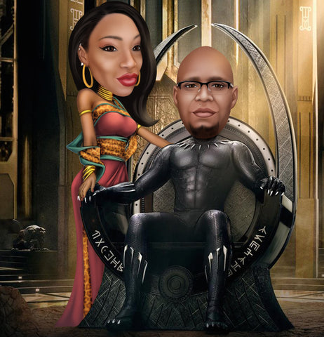 Black Panther Wedding Portrait from your photo / wakanda wedding gift / dashiki wedding / wakanda forever / killmonger