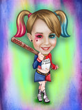 Harley Quinn Portrait from your photo / Joker and Harley Quinn art / Harley Quinn gift / daddys lil monster / daddys little monster