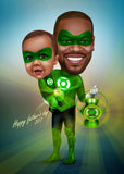 Green Lantern Portrait from your photo / Green Lantern art / Green Lantern gift / Green Lantern invite / Hal Jordan