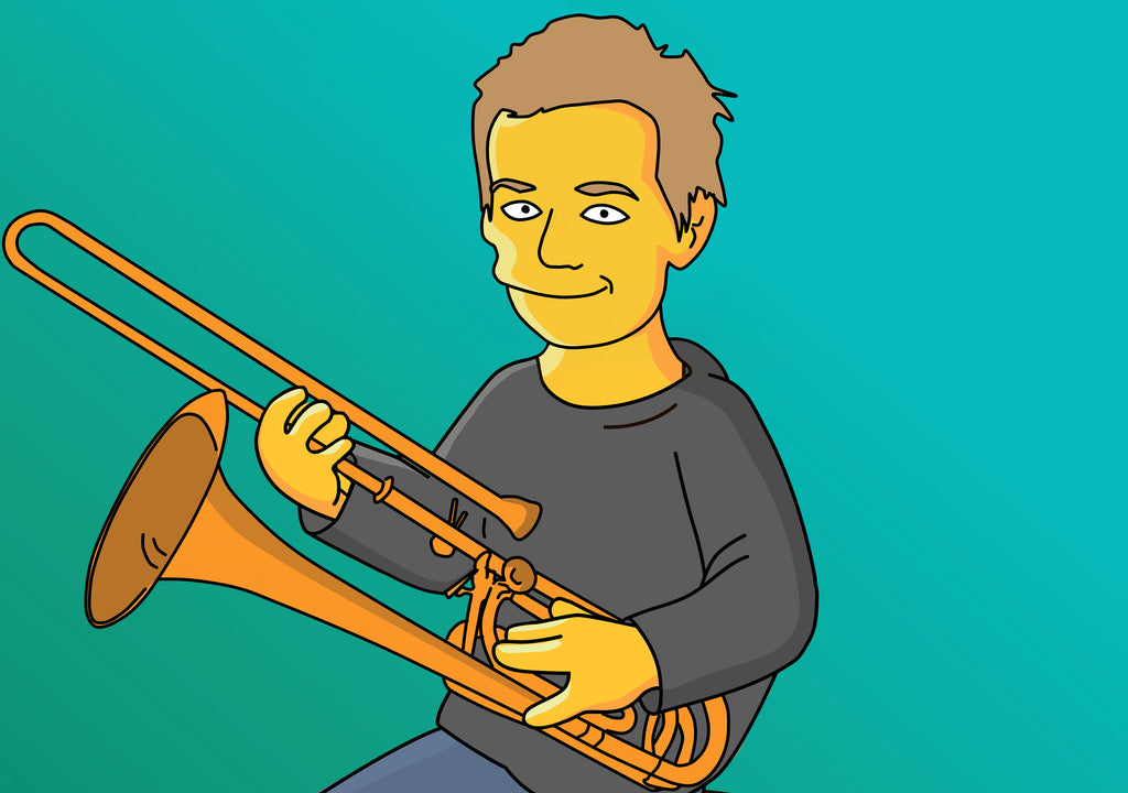 Trombonist Gift - Portrait as Cartoon Character / trombone player gift / trombone art / trombone gifts