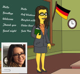German Teacher Gift - Custom Portrait as Yellow Cartoon Character / German professor gift