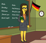 Spanish Teacher Gift - Custom Portrait as Yellow Cartoon Character / Spanish professor gift
