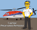 Helicopter Pilot Gift - Custom Portrait from Photo as Yellow Character / coast guard helicopter pilot / ambulance helicopter pilot