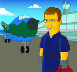 Aerospace Engineer Gift  - Custom Portrait as Yellow Cartoon Character / space engineer / aeronautical engineer