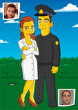 Cop and Nurse Gift  - Custom Portrait as Cartoon Characters / police and nurse / police officer nurse / police nurse gifts / nurse husband