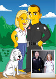 Cop and Nurse Gift  - Custom Portrait as Cartoon Characters / police and nurse / police officer nurse / police nurse gifts / nurse husband