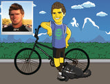 Cyclist Gift Portrait from Photo as Cartoon Character / gift for cyclist cartoon / gifts for cyclists / cyclist drawing  / cycling gifts