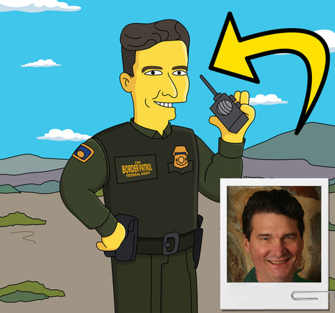 Border Patrol Agent Gift - Custom Portrait from Photo as Yellow Character / federal agent gift