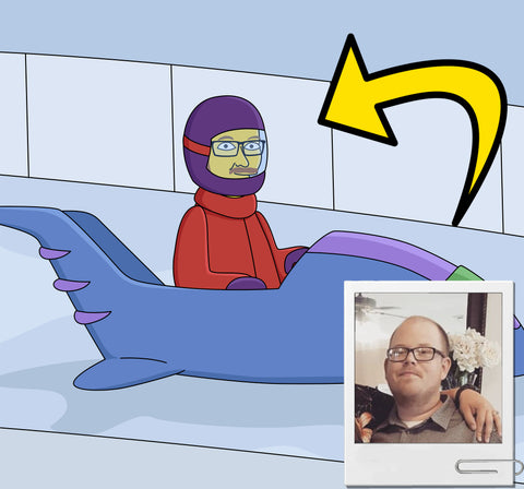 Bobsleigh Gift - Custom Portrait from Photo as Yellow Character / bobsled gift