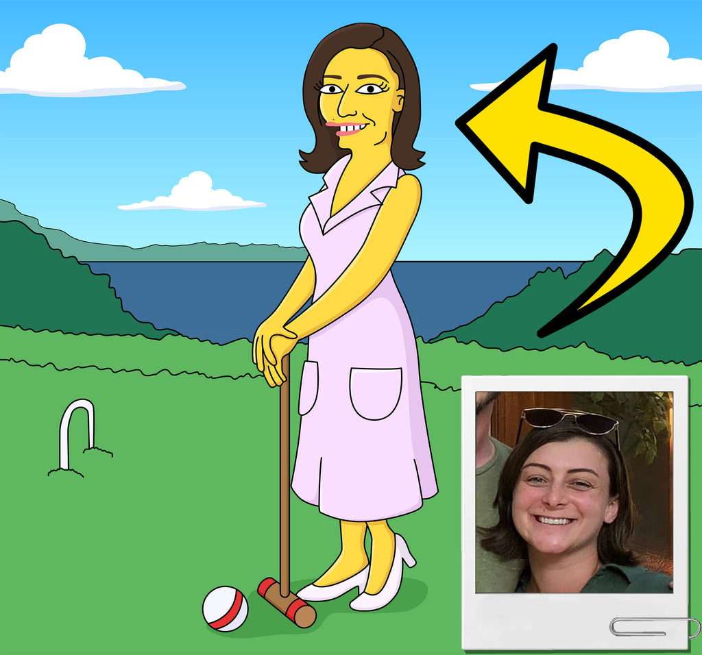 Croquet Player Gift - Custom Portrait from Photo as Yellow Character / Croqueter gift