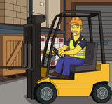 Forklift Driver Gift - Custom Portrait from your Photo as Yellow Character / Forklift Operator Gift