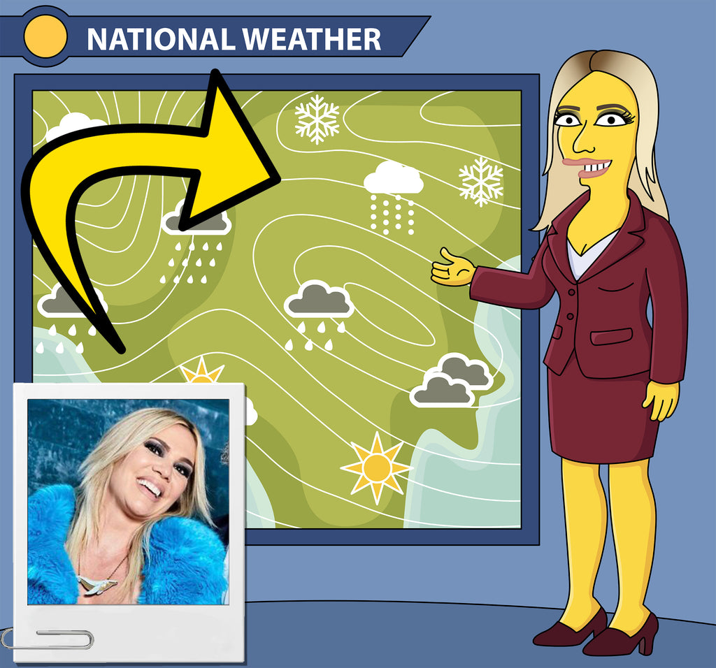 Weather Broadcater Gift - Custom Portrait as Cartoon Character, weather reporter, broadcast meteorologist, weather presenter, weather girl