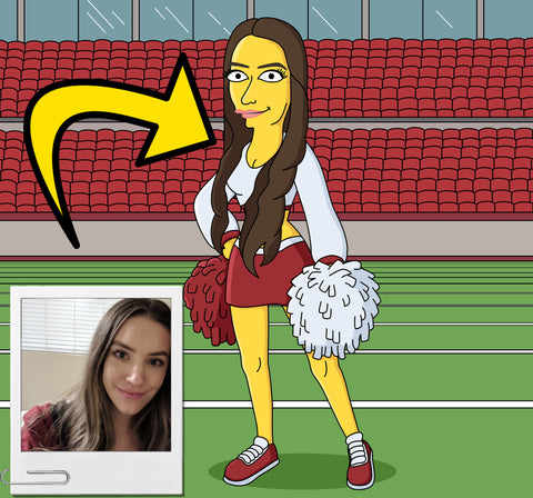 Cheerleading gifts - custom cartoon portrait / cheerleading gifts for a team / cheerleader gifts for girls / cheerleader gifts for team