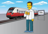 Train Operator Gift  - Custom Portrait as Cartoon Character / train driver gift / gift for railroad engineer / railway engineer